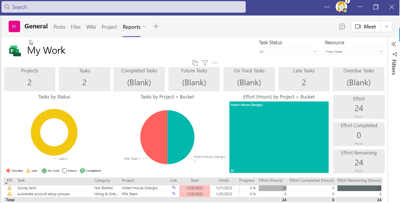 Microsoft Project for the web My work Meine Arbeit/Aufgaben/Vorgänge